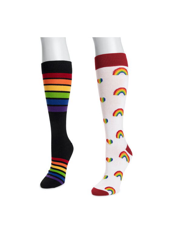 1 Pair Rainbow Girl Long Boot Socks Pride Striped Knee High Multi-Color One Size